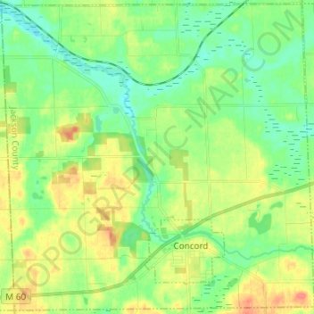 Топографическая карта Concord Township, высота, рельеф
