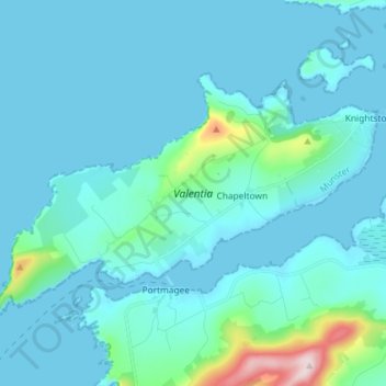 Топографическая карта Valencia Island, высота, рельеф