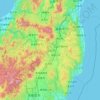 Топографическая карта 福島県, высота, рельеф