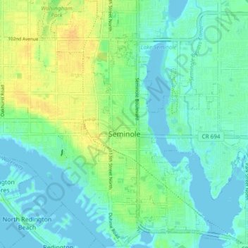 Топографическая карта Seminole, высота, рельеф