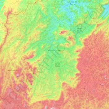 Топографическая карта Afonso Cláudio, высота, рельеф