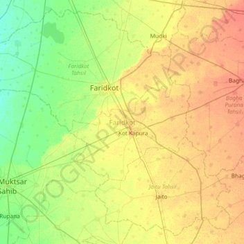 Топографическая карта Faridkot, высота, рельеф