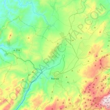 Топографическая карта Ронда, высота, рельеф