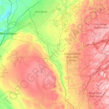 Топографическая карта округ Льюис, высота, рельеф