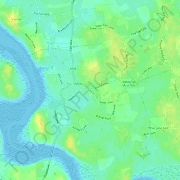 Топографическая карта Hambleton, высота, рельеф