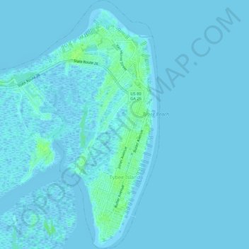 Топографическая карта Tybee Island, высота, рельеф
