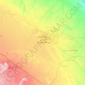 Топографическая карта محافظة بقعاء, высота, рельеф