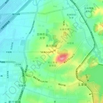 Топографическая карта Yongxing Subdistrict, высота, рельеф