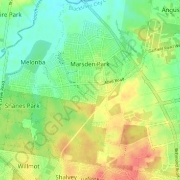 Топографическая карта Marsden Park, высота, рельеф