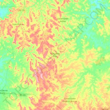 Топографическая карта Gonçalves Dias, высота, рельеф
