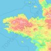 Топографическая карта Бретань, высота, рельеф