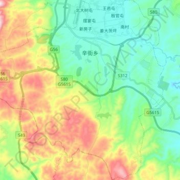 Топографическая карта Baoshan, высота, рельеф