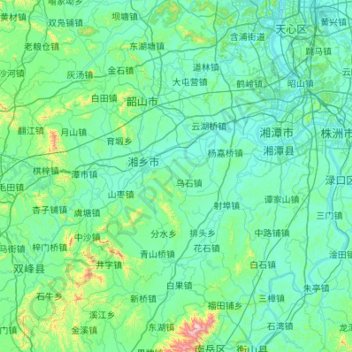 Топографическая карта 湘潭市, высота, рельеф