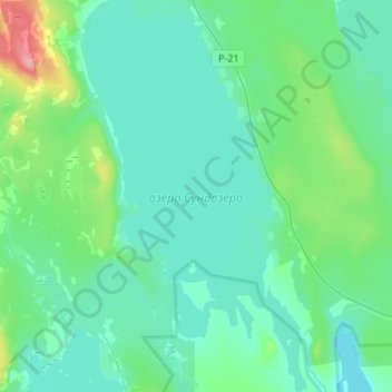 Топографическая карта Сундозеро, высота, рельеф