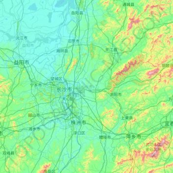Топографическая карта Changsha, высота, рельеф