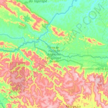 Топографическая карта Área de Proteção Ambiental do Igarapé Gelado, высота, рельеф