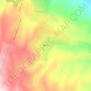 Топографическая карта Аркит, высота, рельеф