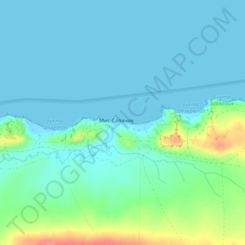 Топографическая карта Генеральские пляжи, высота, рельеф