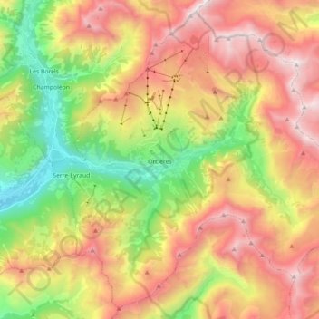 Топографическая карта Orcières, высота, рельеф