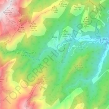 Топографическая карта Chisa, высота, рельеф