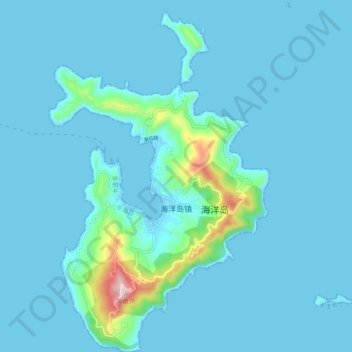 Топографическая карта 海洋乡, высота, рельеф