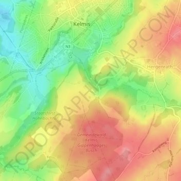 Топографическая карта Eyneburg, высота, рельеф