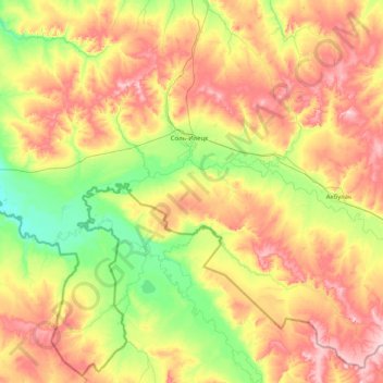 Топографическая карта Соль-Илецкий городской округ, высота, рельеф