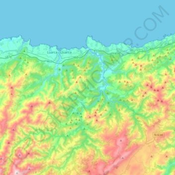 Топографическая карта Valdés, высота, рельеф