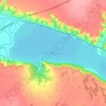 Топографическая карта Mission Lake, высота, рельеф