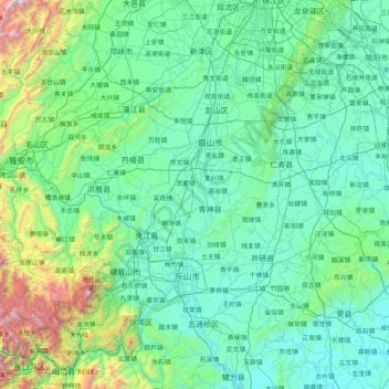 Топографическая карта 眉山市, высота, рельеф