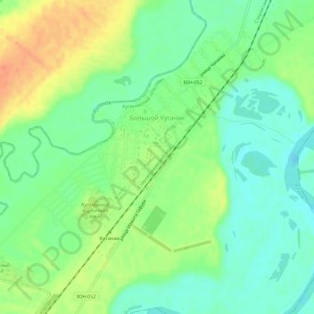 Топографическая карта Большой Куганак, высота, рельеф
