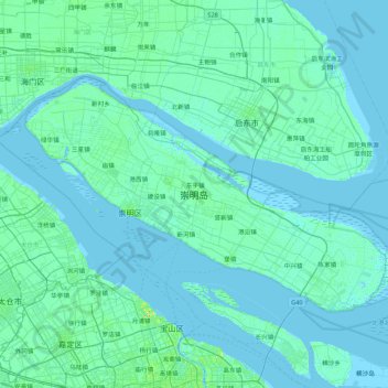 Топографическая карта 崇明岛, высота, рельеф