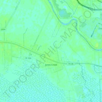 Топографическая карта Jones Creek, высота, рельеф