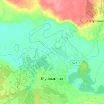 Топографическая карта Муромцево, высота, рельеф
