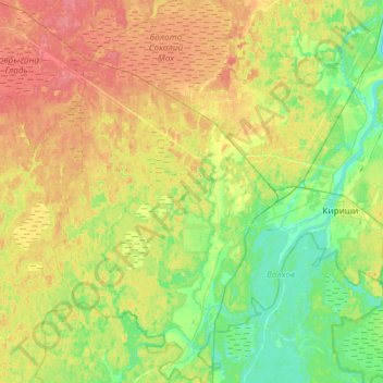 Топографическая карта Кусинское сельское поселение, высота, рельеф