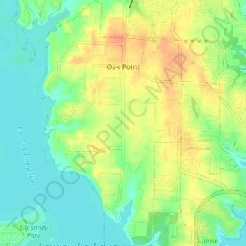 Топографическая карта Oak Point, высота, рельеф