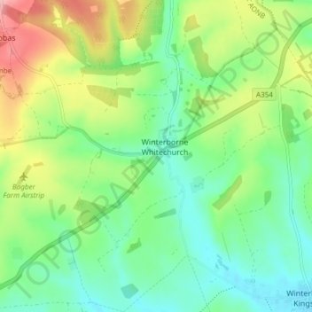 Топографическая карта Winterborne Whitechurch, высота, рельеф