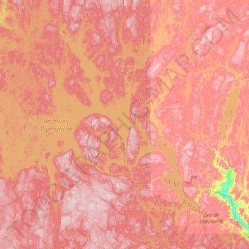 Топографическая карта Réservoir Pipmuacan, высота, рельеф