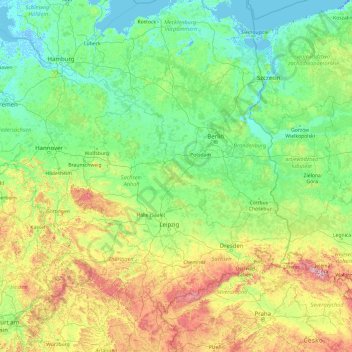 Топографическая карта Elbe, высота, рельеф