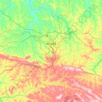 Топографическая карта Araxá, высота, рельеф