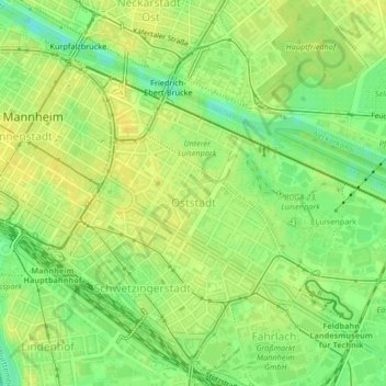 Топографическая карта Oststadt, высота, рельеф