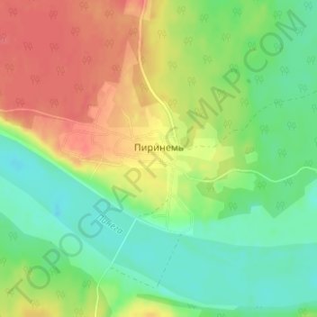 Топографическая карта Пиринемь, высота, рельеф