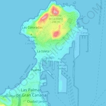 Топографическая карта La Isleta, высота, рельеф