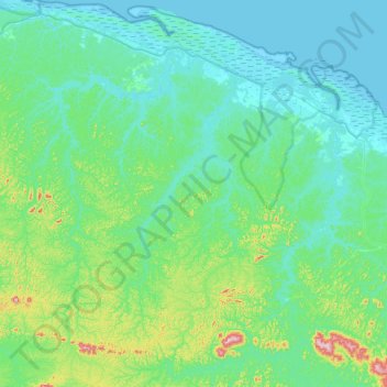 Топографическая карта Iracoubo, высота, рельеф