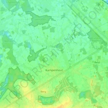 Топографическая карта Kampenhout, высота, рельеф