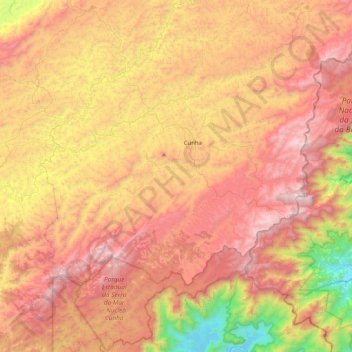 Топографическая карта Cunha, высота, рельеф