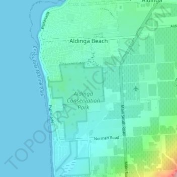 Топографическая карта Aldinga Beach, высота, рельеф