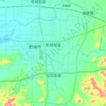 Топографическая карта Xincheng, высота, рельеф