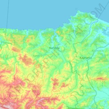 Топографическая карта Kandıra, высота, рельеф