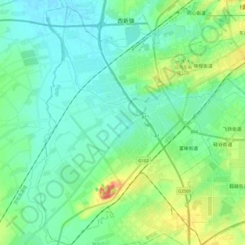 Топографическая карта 长春汽车经济技术开发区, высота, рельеф